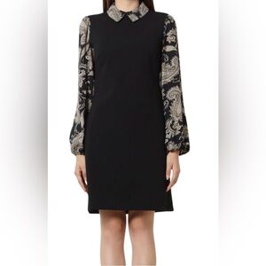 TOMMY HILFIGER Paisley Layered Look Shift Dress in Black Office Career Sz 18